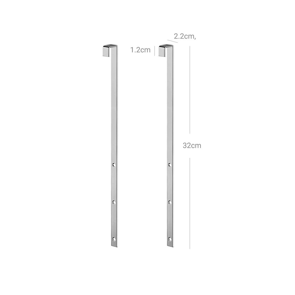 TÜRHAKEN FÜR SCHMUCKSCHRANK 2ER-SET - Silberfarben, Metall (2.2/1.2cm) - Hansiro