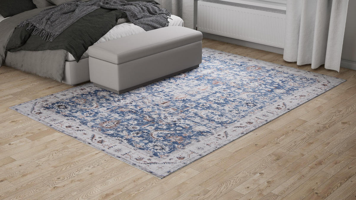 KURZFLOR-TEPPICH Visco Blau/Creme 160x230 cm - Multicolor, Textil (160/230cm) - Vercai Rugs