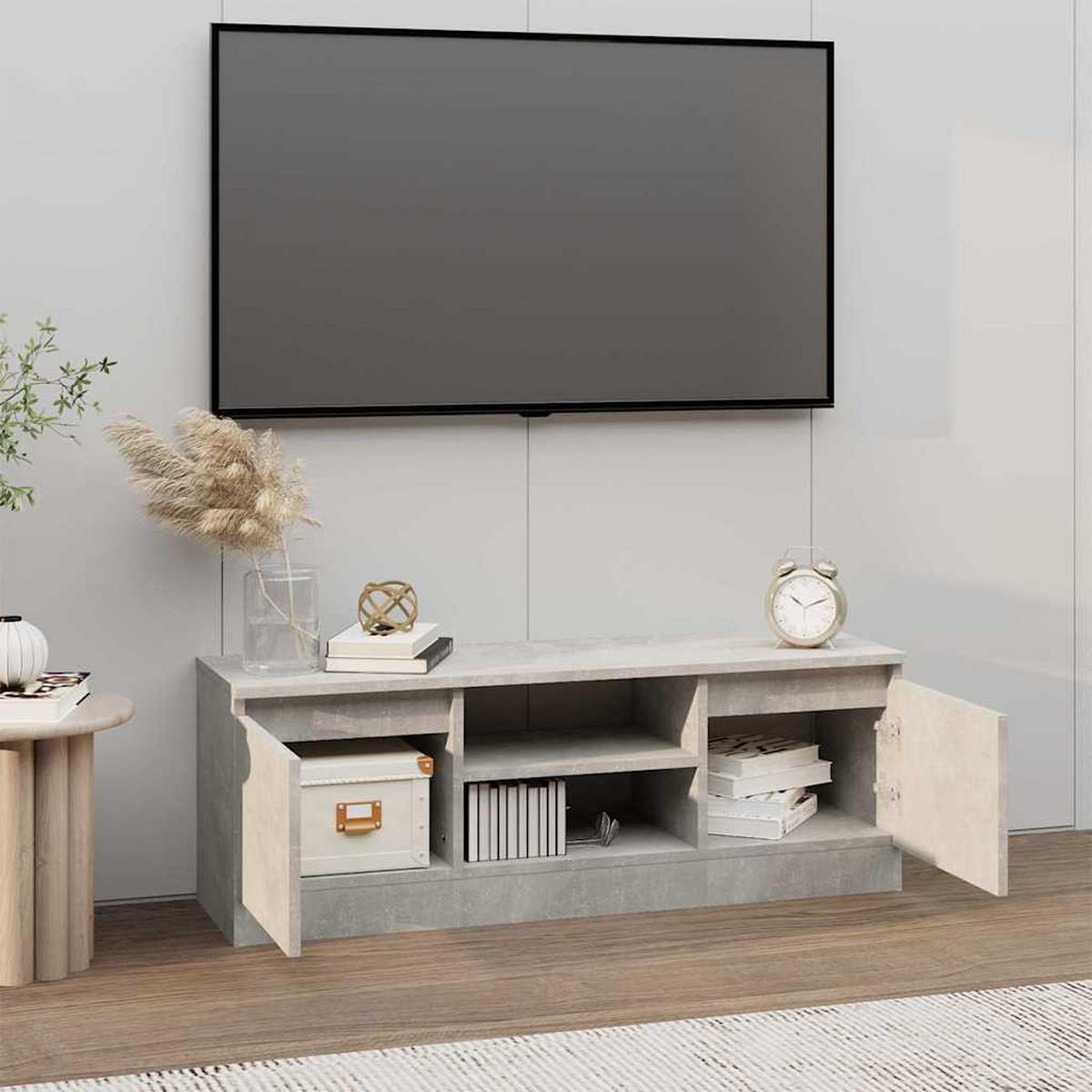 TV-SCHRANK Mit Tür Betongrau 102/30/36 Cm - Grau, Holzwerkstoff (30/36/102cm) - vidaXL