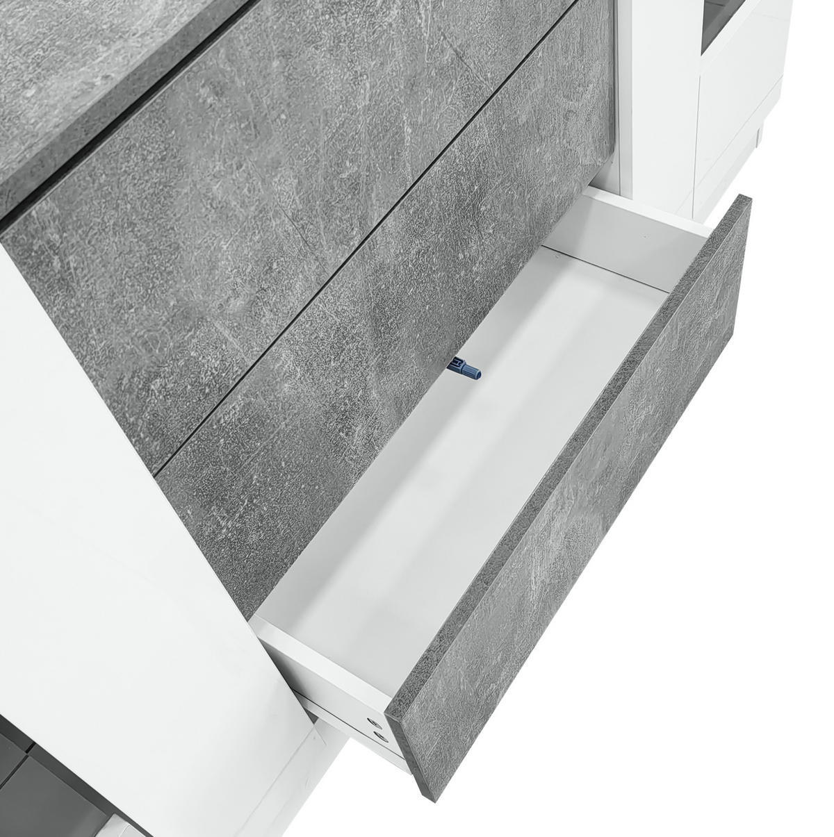 KOMMODE aus MDF, Glas & Spanplatte 140x35x75cm in Weiß mit LED - Weiß, Holzwerkstoff (140/75/35cm) - Modfu