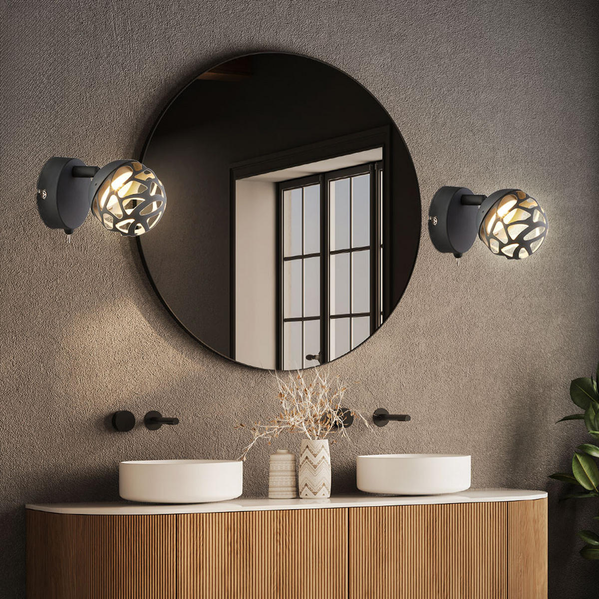 LED WANDLEUCHTE Ohio Grau - Grau, Metall (8/12/14cm) - Globo Lighting