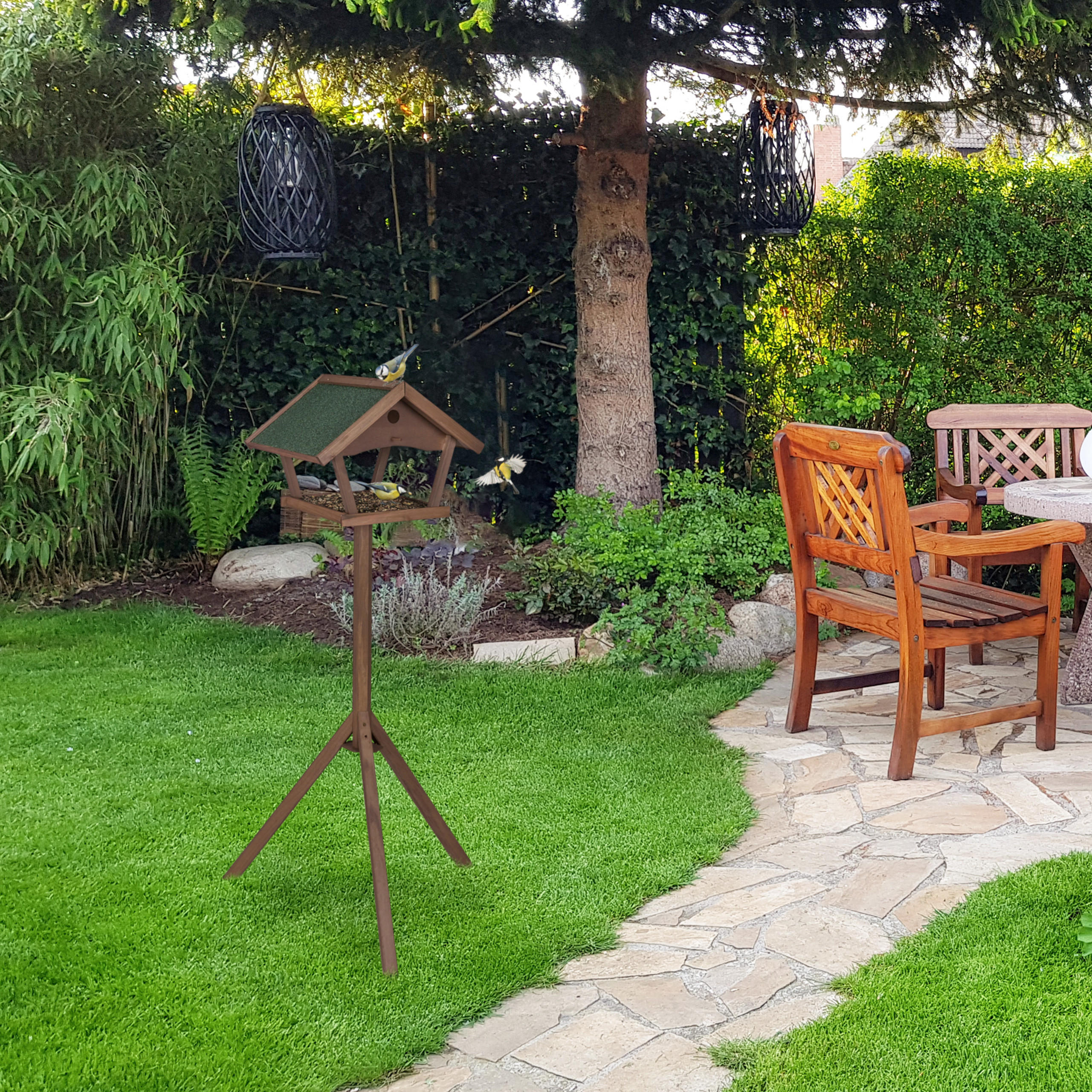 VOGELFUTTERHAUS - Braun, Holz (70/139/60cm) - Relaxdays