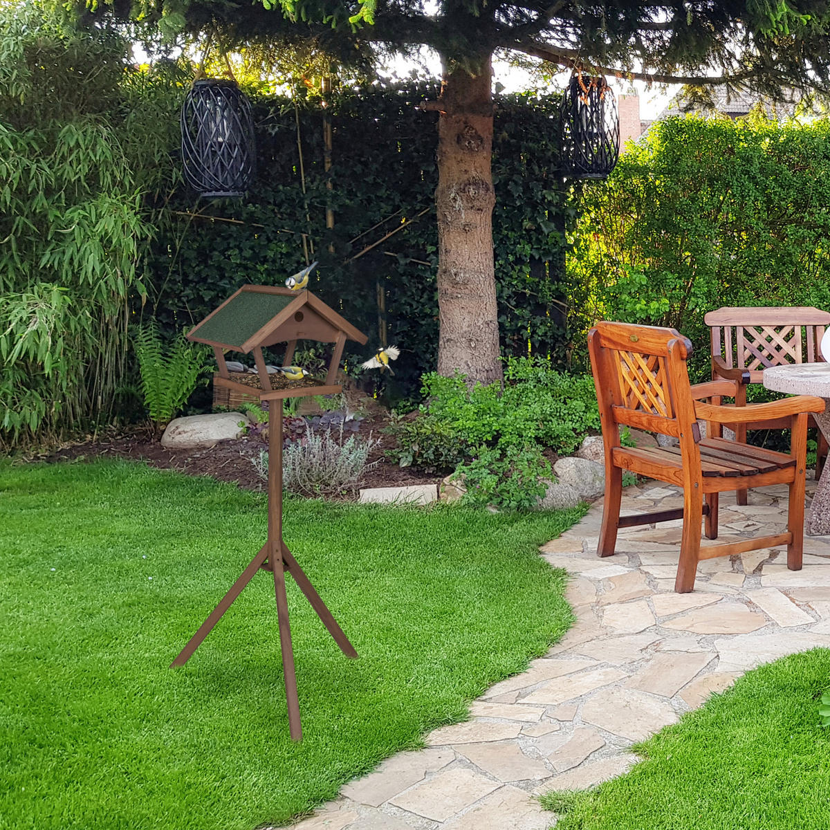 VOGELFUTTERHAUS - Braun, Holz (70/139/60cm) - Relaxdays