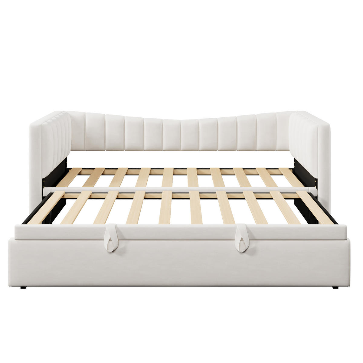 POLSTERBETT 90/200 cm aus Samt in Weiß - Weiß, Textil (180/200cm) - OKWISH