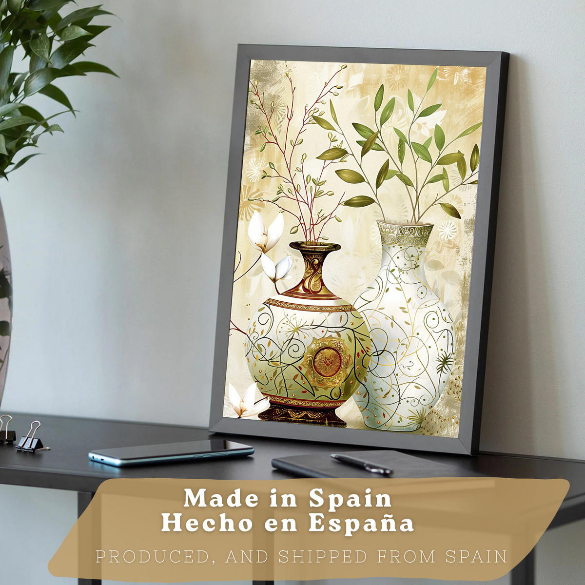 PLAKAT Sada 3 květinových potisků. Dekorativní nástěnné umění s klasickými květinami. Botanické nástěnné PLAKATy s přírodou. Velikost Černý rám A3 - černá, papír (29.7/42/3cm) - Nacnic