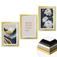 WANDBILDER 3er Set - 20x30 cm Goldrahmen - Abstrakte Berge und Blumen Inspiration - Goldfarben, Kunststoff (20/30cm) - ArtPrintCave
