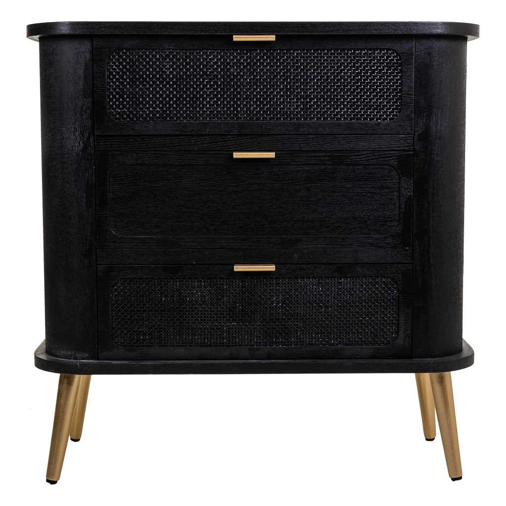 KOMMODE aus Holz und netz, schwarz 80x35x81 - Schwarz, Holzwerkstoff (80/81/35cm) - Wanderlust