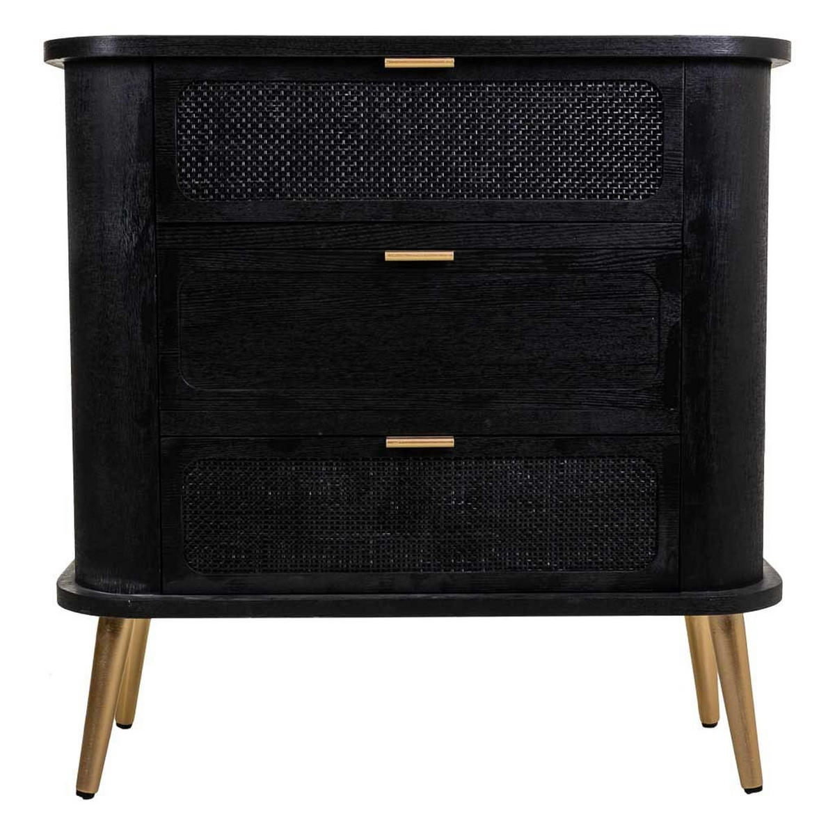 KOMMODE aus Holz und netz, schwarz 80x35x81 - Schwarz, Holzwerkstoff (80/81/35cm) - Wanderlust