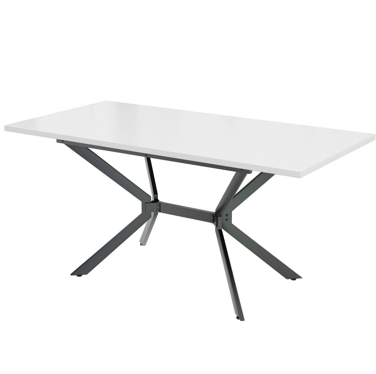 ESSTISCH 120/160/80 cm ausziehbar mit MDF-Tischplatte und Metallbeinen, Weiß - Weiß, Holzwerkstoff (160/75/80cm) - Redom
