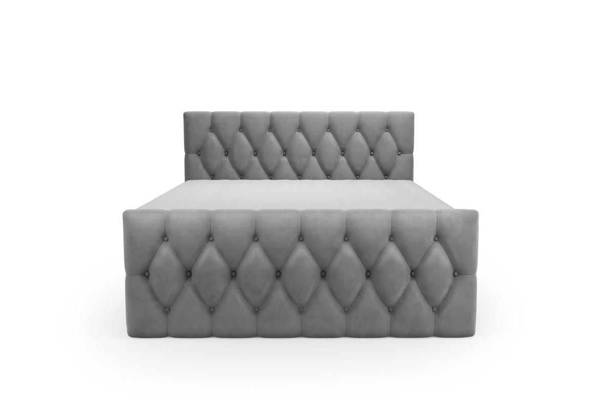 BOXSPRINGBETT Eleganz 180x200 cm in Grau mit Bettkasten und beidseitiger Matratze - Grau, Textil (180/200cm)