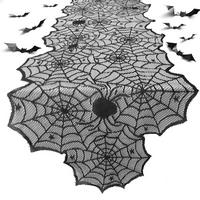 TISCHDECKE Halloween Spinnennetz 17-teiliges Set 182 x 46 cm Schwarz - Schwarz, Textil (182/46/1.5cm)