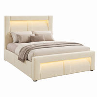 BETT mit Stauraum 90x200 cm Samt Beige inkl. Matratze - Beige, Metall (90/200cm) - Meubliv