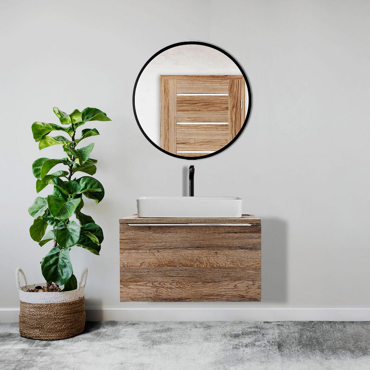 BADMÖBEL-SET 3-TLG. Puebla-56 - Braun, Holzwerkstoff (80/200/46cm) - Lomado