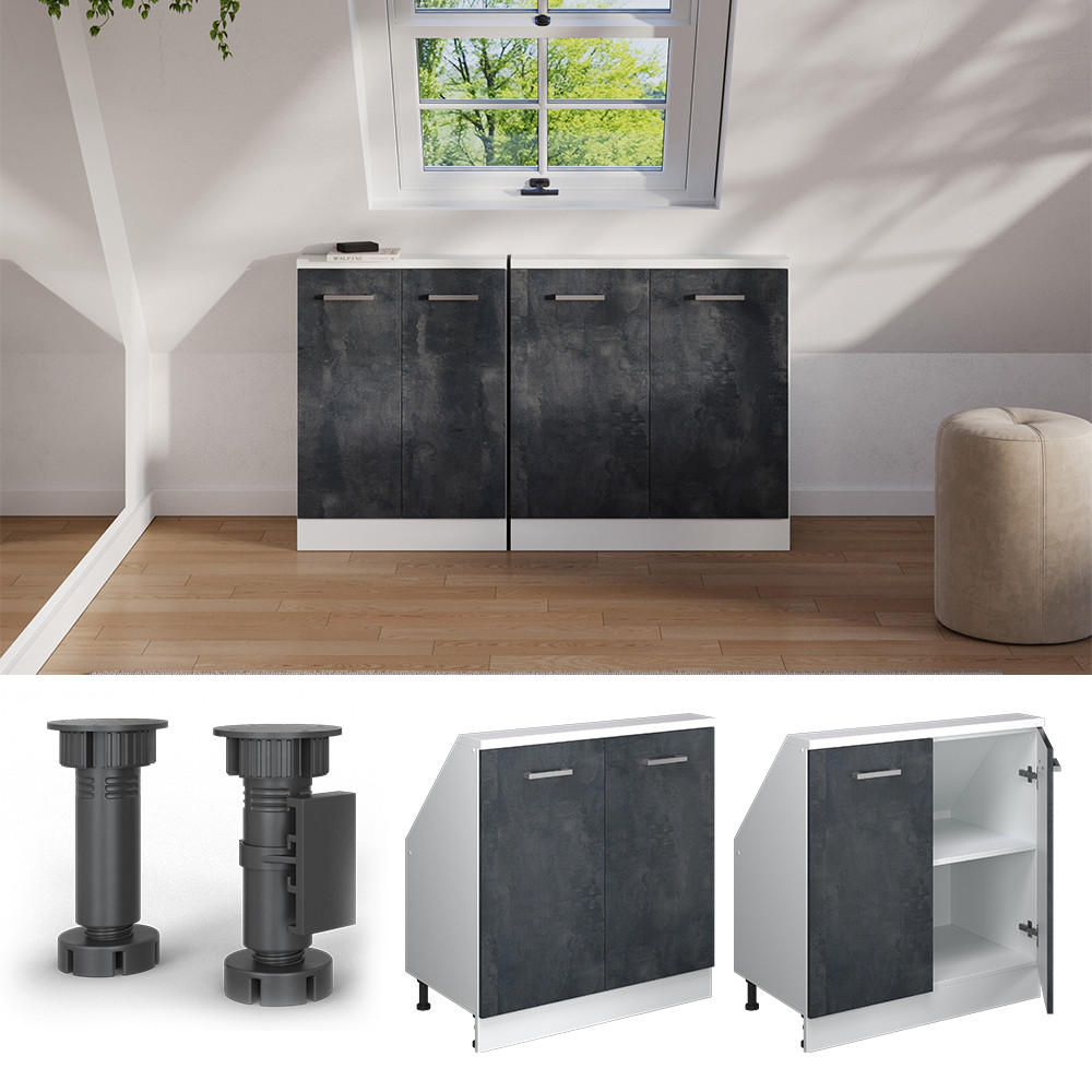 Vicco Dachschrägenschrank Schwarz, Weiß 80x83.8x46 cm