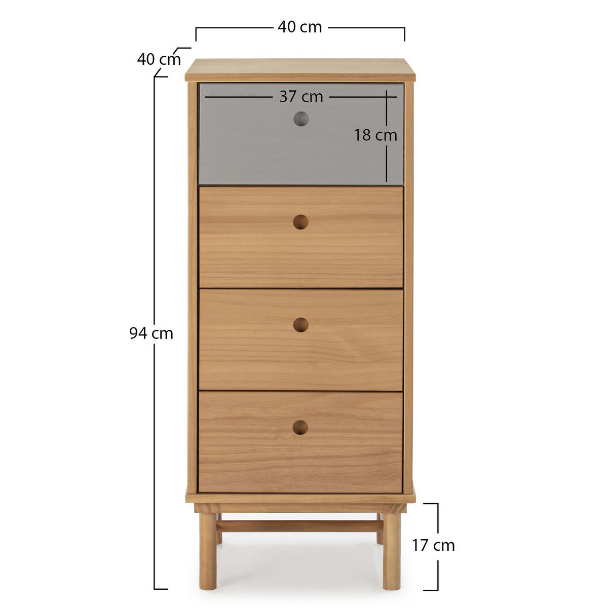KOMMODE 40/94/40 Magnus - Wildeiche, Holz (40/94/40cm)