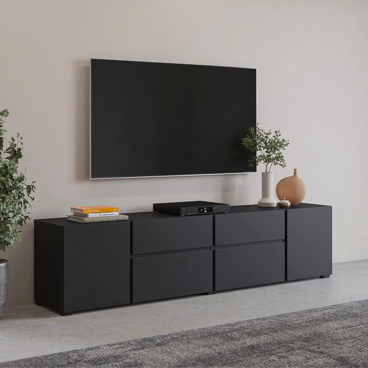 TV OMARICA Maxis Črna - črna, leseni material (195/48/40cm) - Petits-meubles