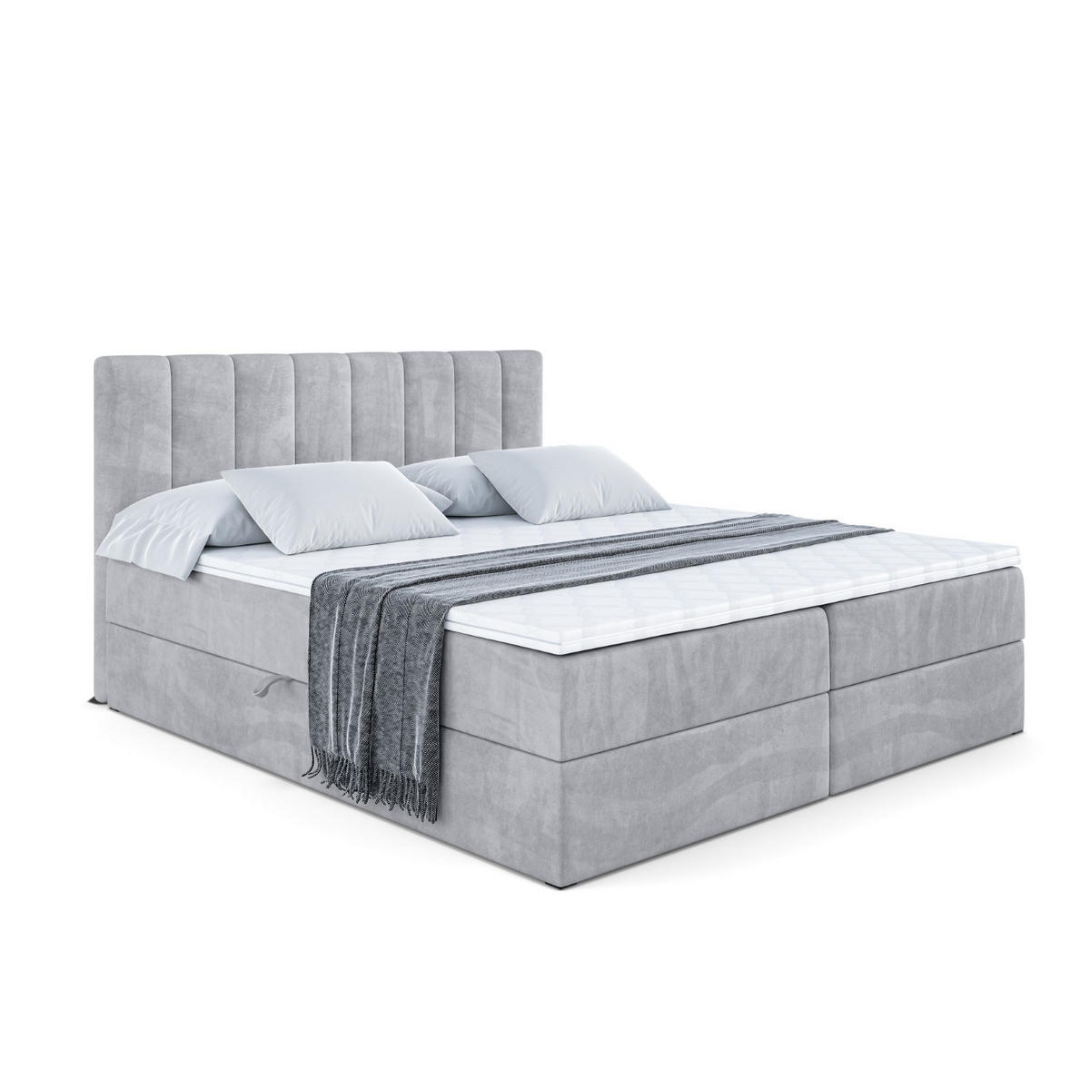 BOXBETT mit Matratze H3 und Lattenrost - OTTA - 140x200 cm Hellgrau - Hellgrau, Holzwerkstoff (140/200cm) - ALTDECOR