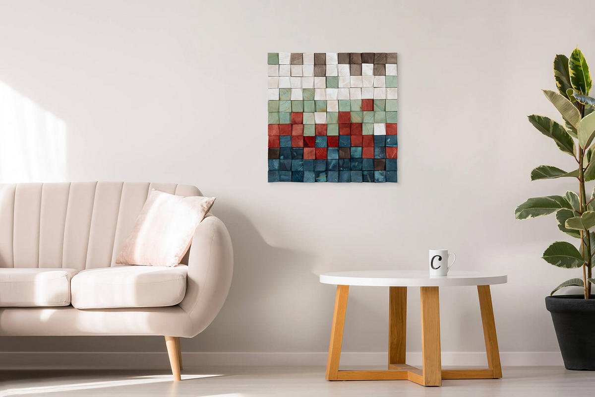 HOLZBILD Blau 75/75 cm - Blau, Holz (7/75cm) - KUNSTLOFT