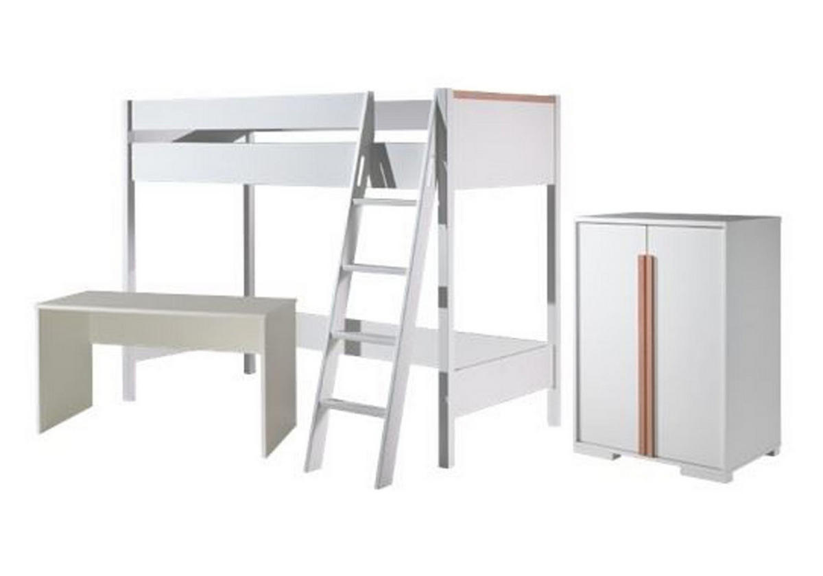 KINDERZIMMER Set Kariotta 2 Holzwerkstoff + Massivholz Weiß/Buche - Weiß, Holz (220/160/120cm) - 58aufmkessel