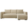 ECKSOFA DORA L, Eckcouch in L-Form mit Schlaffunktion und Bettkasten, Farbe: Creme, Bouclé-Stoff, Ottomane Rechts - Creme, Textil (240/143cm) - Storez24