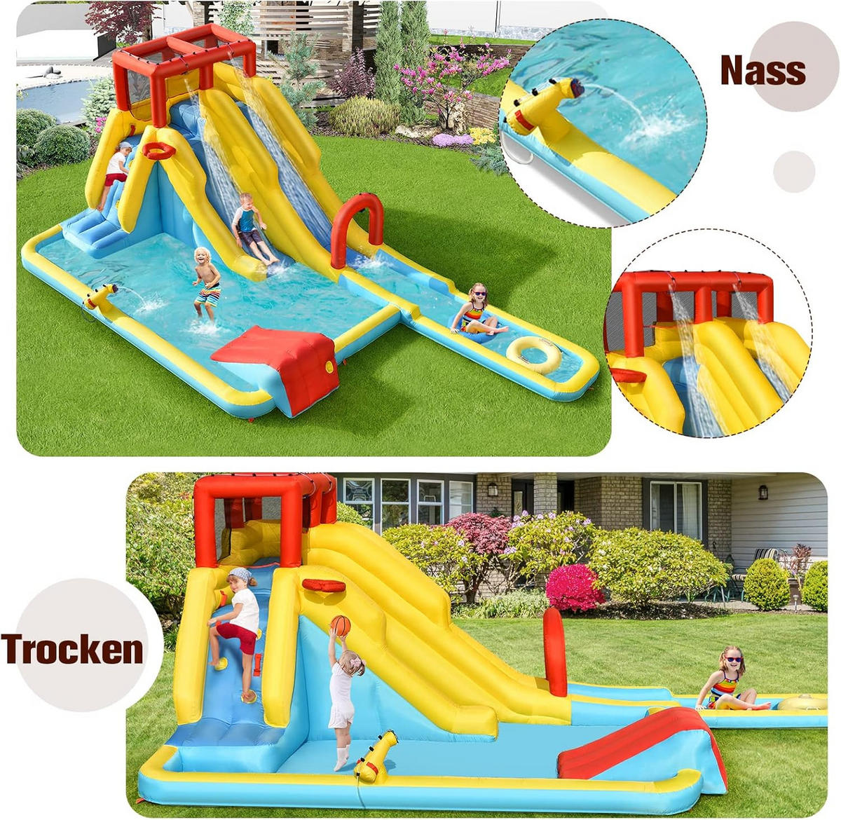 HÜPFBURG 225cm Multicoloured - Multicolor, Kunststoff (622/335/225cm) - COSTWAY