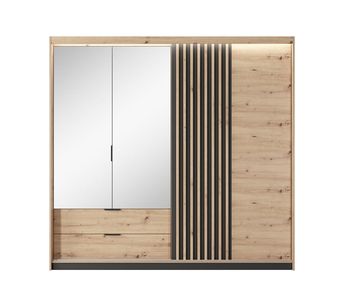 KLEIDERSCHRANK Tally Artisan Eiche / anthrazit 220cm / 60 cm / 210 cm - Eiche Artisan/Braun, Holz/Holzwerkstoff (220/210/60cm) - Feldmann-Wohnen