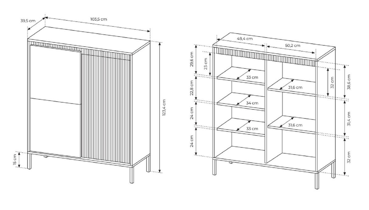 KOMMODE 104 cm Santori, Beine, 2 Türen, Schwarz - Schwarz, Holz/Metall (104/123/40cm) - Emporius