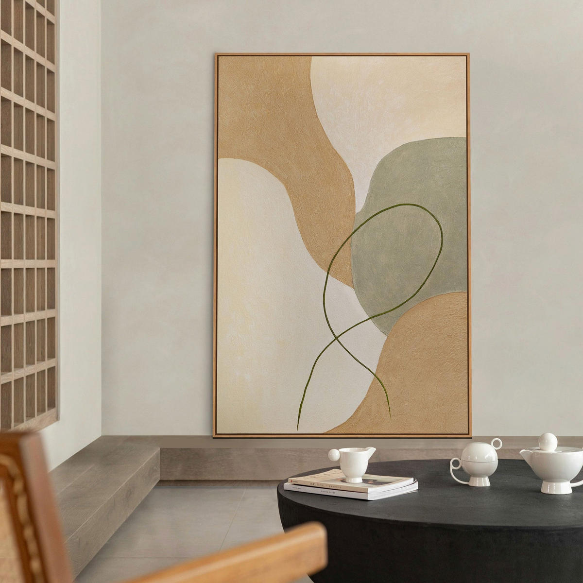 GEMÄLDE Verflechtung Schattenfugenrahmen Grau 120x80 cm - Grau, Holz (120/80cm) - YS-art gallery
