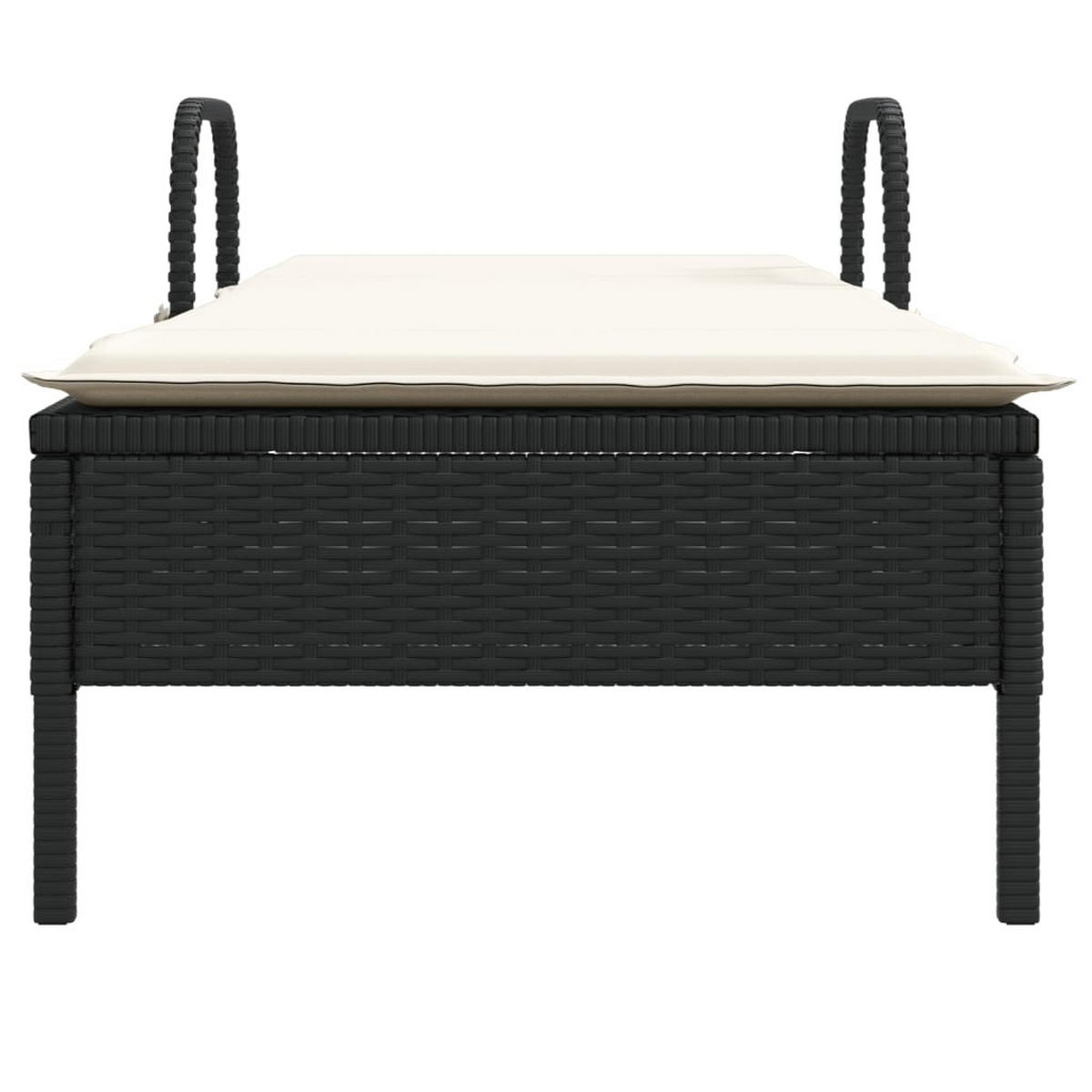 SONNENLIEGE Mit Rollen Und Auflage Schwarz Poly Rattan - Schwarz, Kunststoff (161/87/61cm) - vidaXL