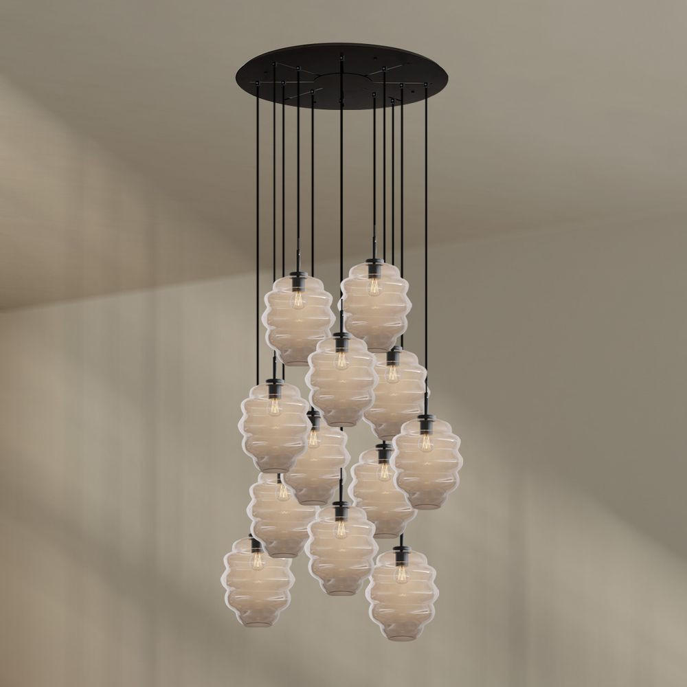 GALERIELEUCHTE Echos 12-flammig Klar Ø 25cm - Klar/Schwarz, Glas (25/25/28cm) - s.luce