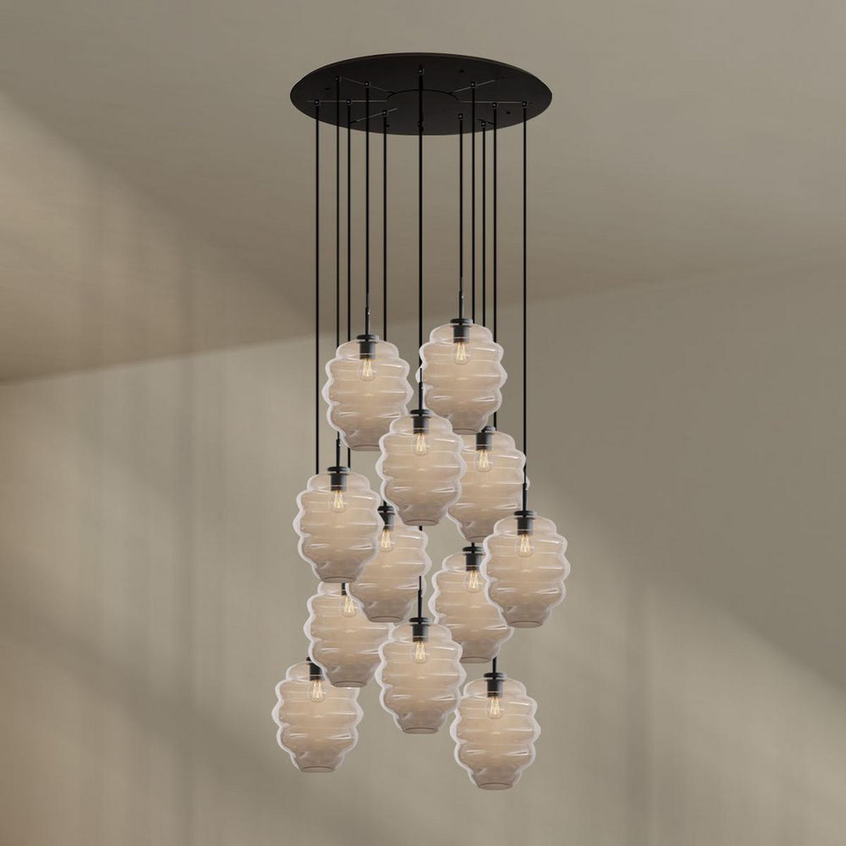 GALERIELEUCHTE Echos 12-flammig Klar Ø 25cm - Klar/Schwarz, Glas (25/25/28cm) - s.luce
