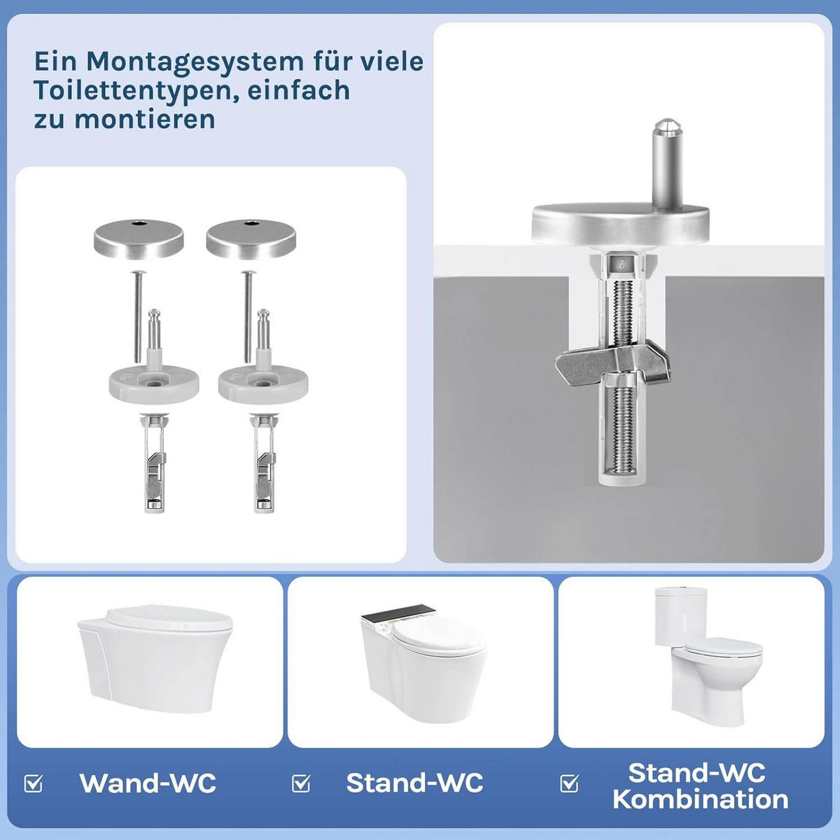 WC SITZ mit Absenkautomatik,Fast Fix Toilettensitz,Weiß Oval - Weiß, Kunststoff (37/6.6/45cm) - Woltu
