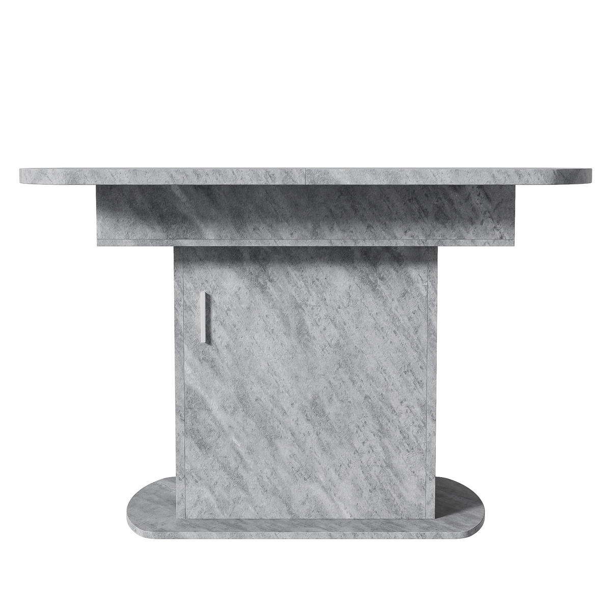 ESSTISCH oval 110/70/75 cm grau mit Stauraum und Metallgriff - Grau, Holzwerkstoff (130/70/75cm) - OKWISH