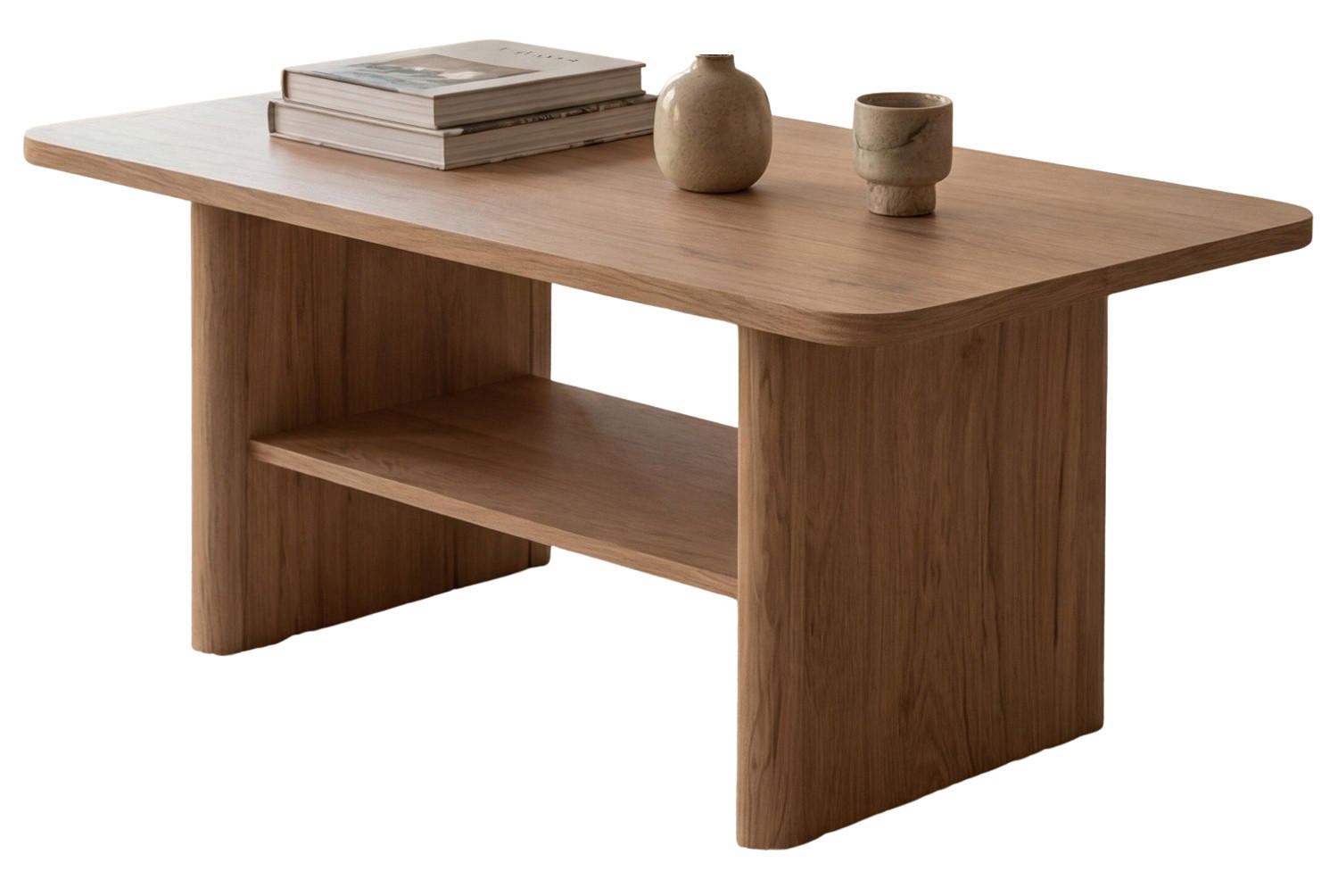 COUCHTISCH Hickory Walnuss 90 x 56 cm, Wohnzimmertisch mit Ablage - Walnussfarben, Holzwerkstoff (56/90/42cm) - Furn.Design
