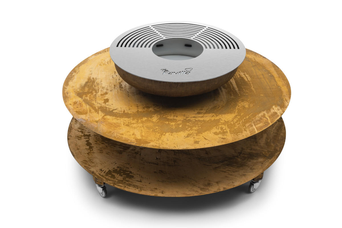 FEUERSCHALE mit Grillring SINA Corten 120 x 120 x 45 cm 68 kg aus Cortenstahl - Kupferfarben, Metall (120/45/120cm) - The Favilla