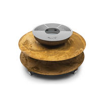 FEUERSCHALE mit Grillring SINA Corten 120 x 120 x 45 cm 68 kg aus Cortenstahl - Kupferfarben, Metall (120/45/120cm) - The Favilla