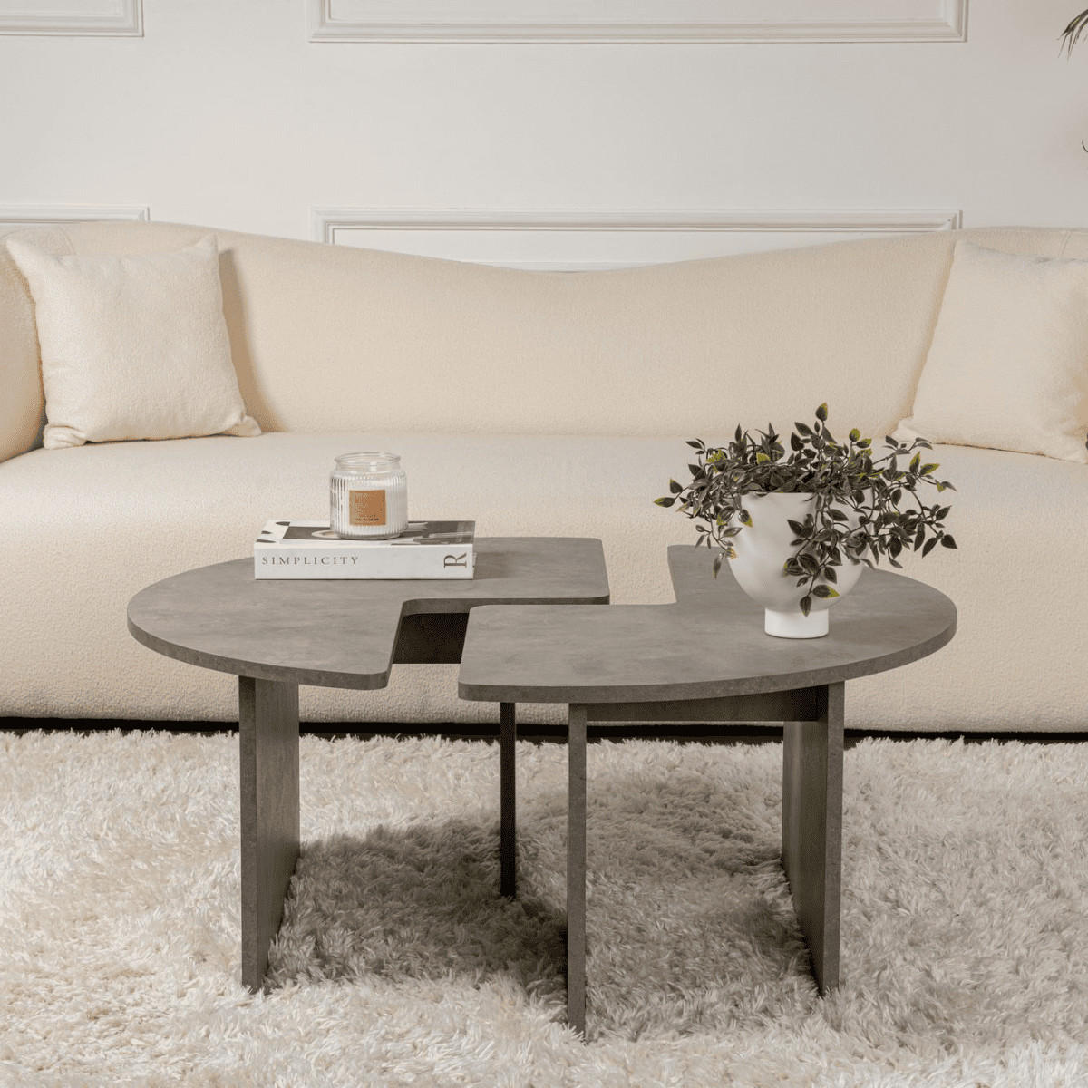 COUCHTISCH moira Gris béton - Grau, Holzwerkstoff (65/90/41cm) - Calicosy