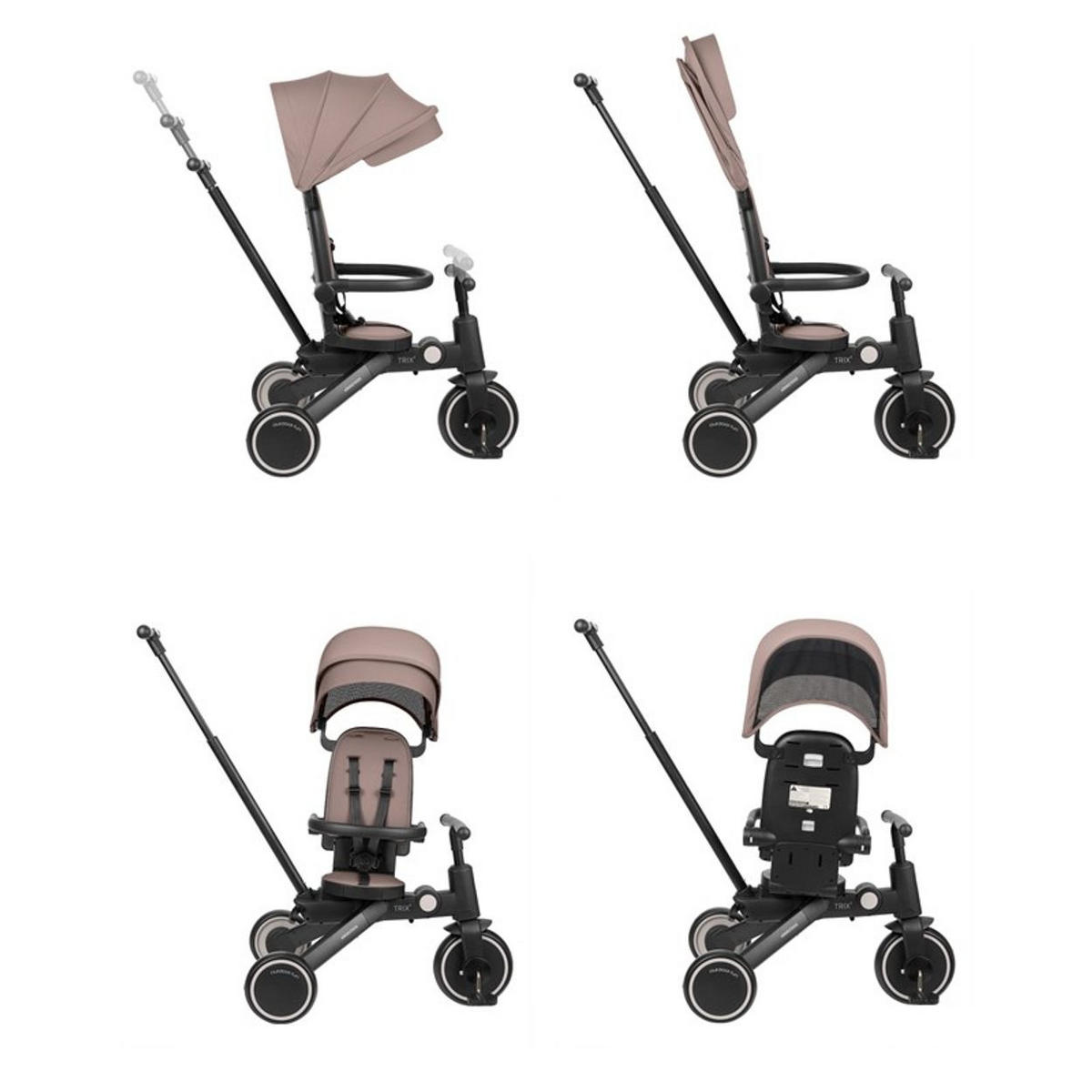 DREIRAD 5 in 1 Trix 2 beige zusammenklappbar, verstellbare Rückenlehne, Gurt - Beige, Metall (54/52/98cm) - Kikka boo