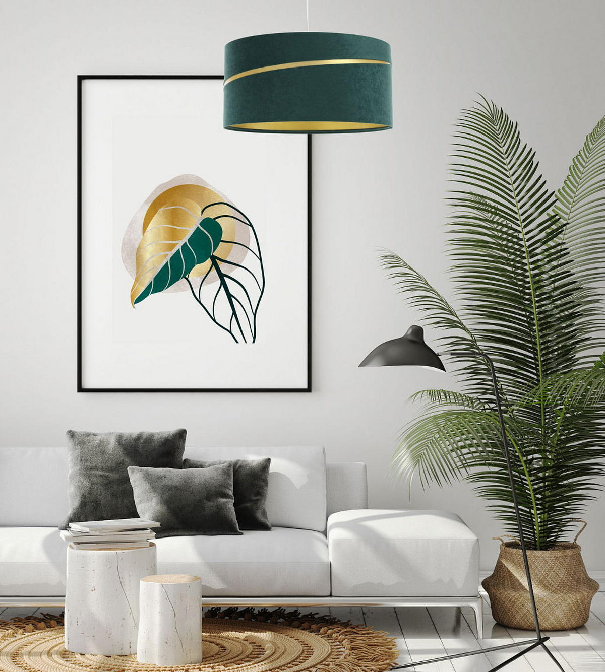 HÄNGELEUCHTE Grün 60/30 cm - Goldfarben/Grün, Kunststoff (60/0.4/30cm) - ONZENO
