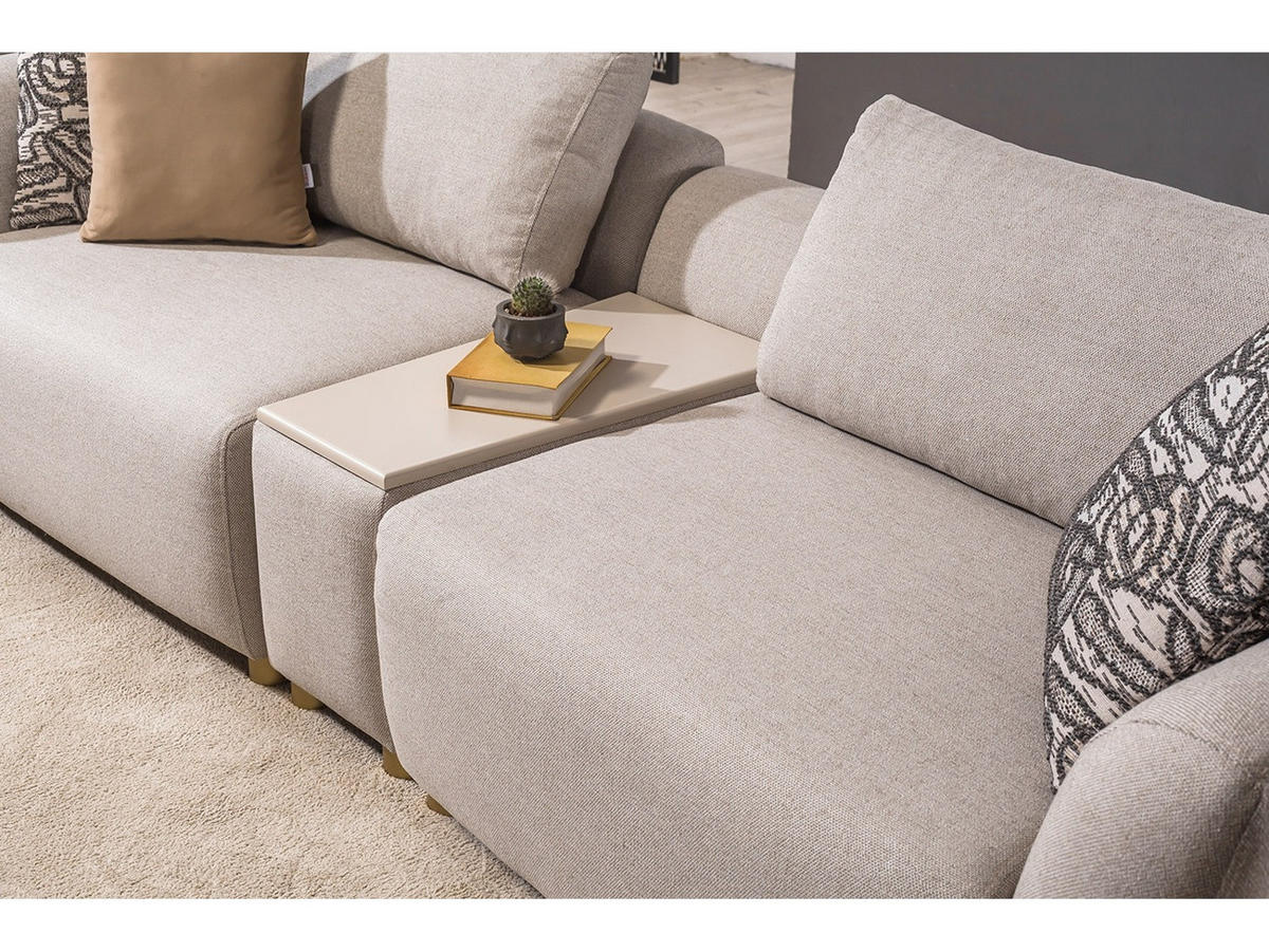 SOFA Rubato 4-Sitzer Samt Beige - Beige, Holz/Textil (280/70/100cm) - Villa Möbel