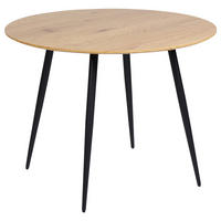 ESSTISCH heller Holzfarbton/schwarz 100 cm rund Bjorka - Hellbraun/Schwarz, Holzwerkstoff (100/100/76cm) - Beliani