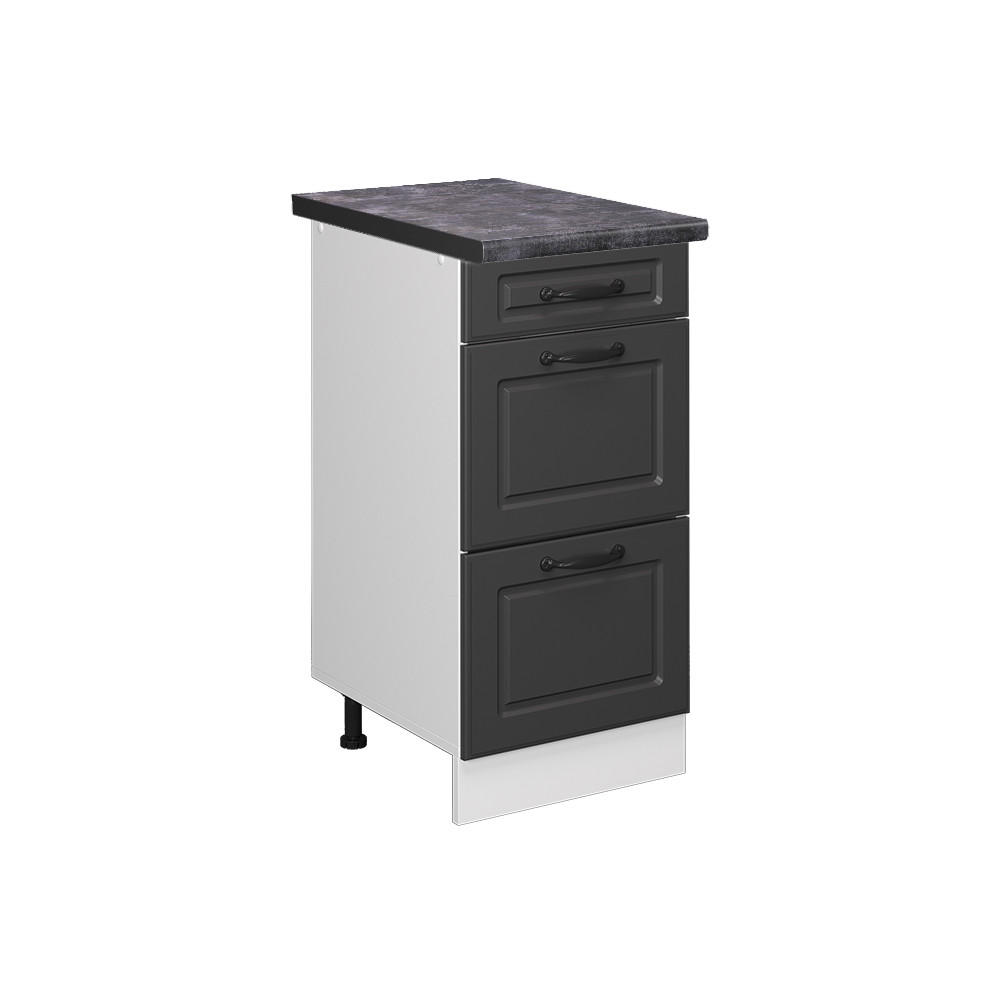 KÜCHENUNTERSCHRANK R-Line Anthrazit Landhaus 40 cm mit Schubladen AP Anthrazit - Anthrazit/Weiß, Holzwerkstoff (40/81.6/60cm) - Vicco