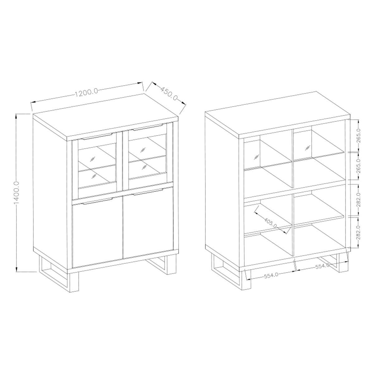 VITRINE Eden Holz und Metall - Braun, Holzwerkstoff (120/140/45cm) - Petits-meubles