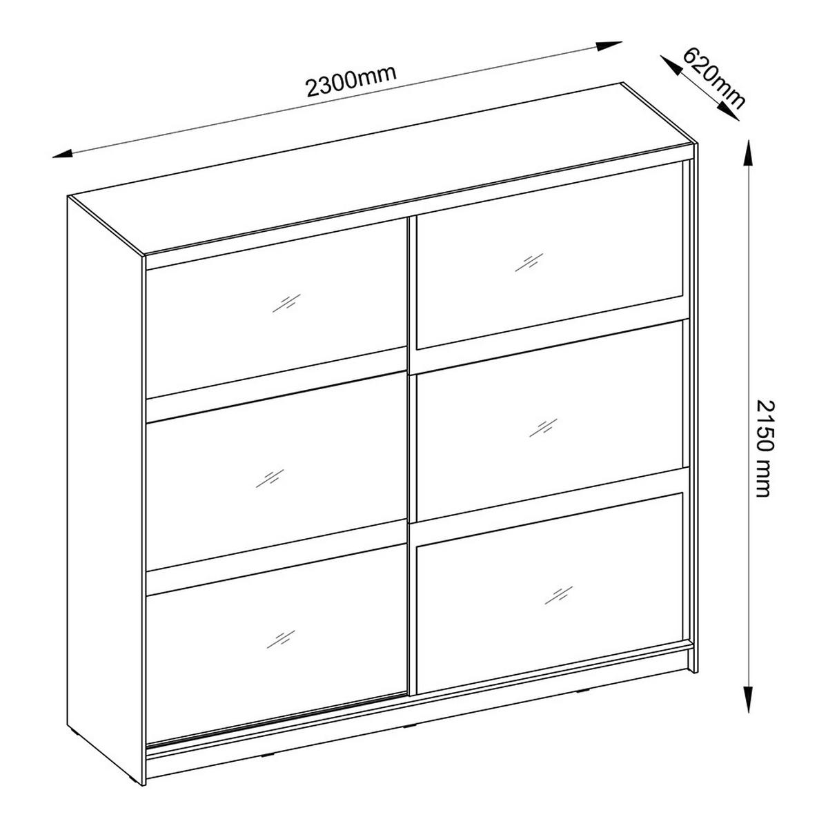 SCHWEBETÜRENSCHRANK Tortona-166 - Schwarz, Holzwerkstoff (230/215/62cm) - Lomado