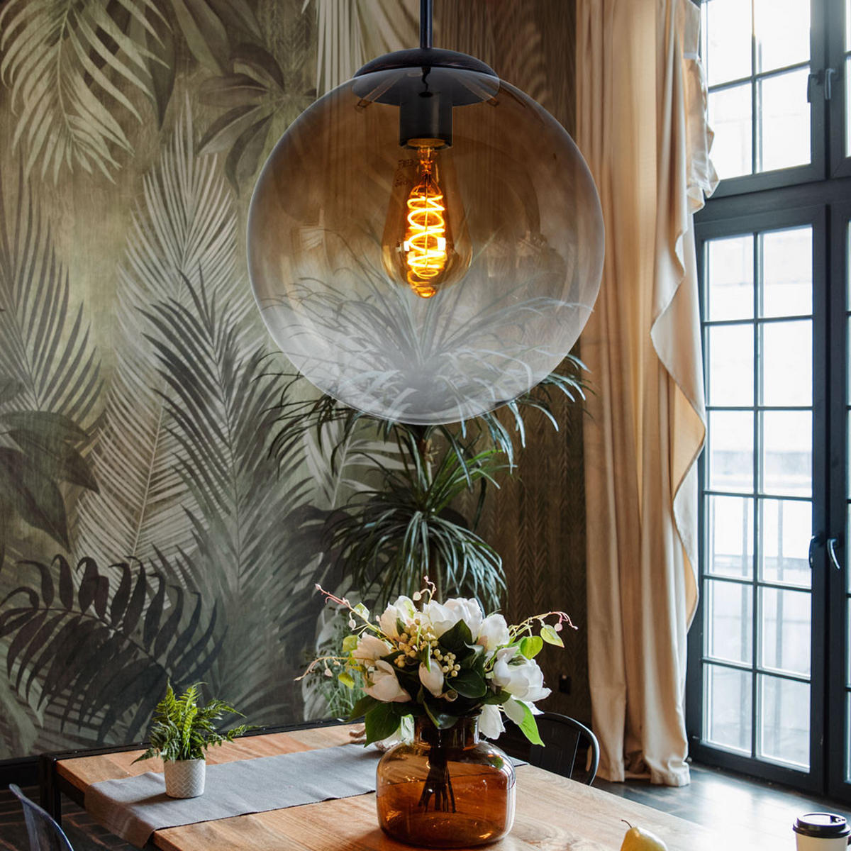 HÄNGELEUCHTE VARUS Glas Orange - Orange, Glas (25/25/120cm) - Globo Lighting