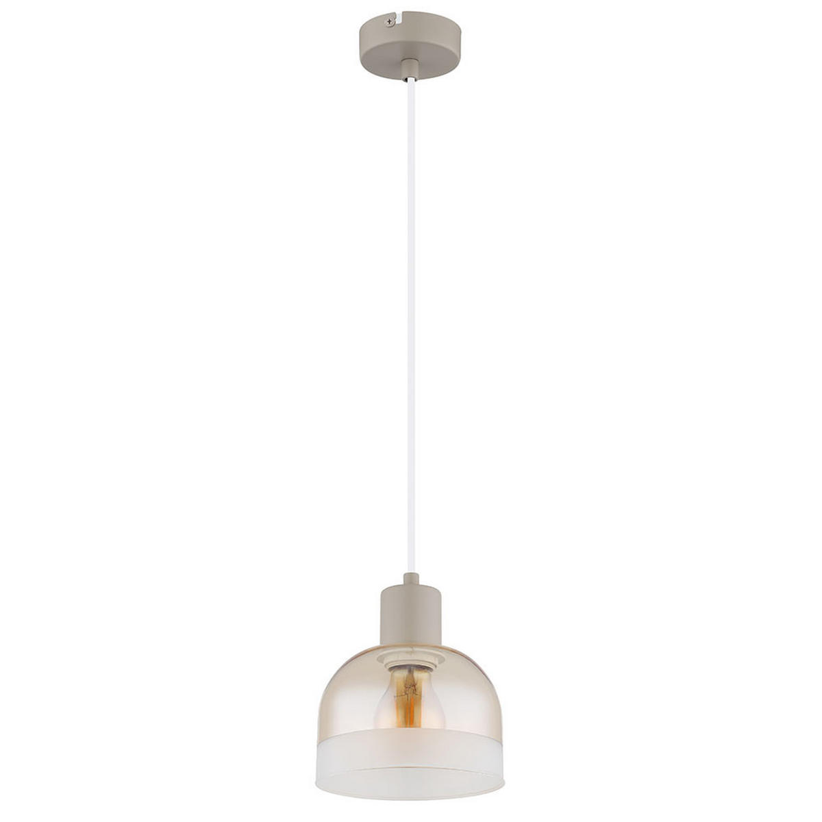 DECKENLEUCHTE KAIRO Metall Glas Sand Höhenverstellbar - Bernsteinfarben, Glas (15/15/120cm) - Globo Lighting