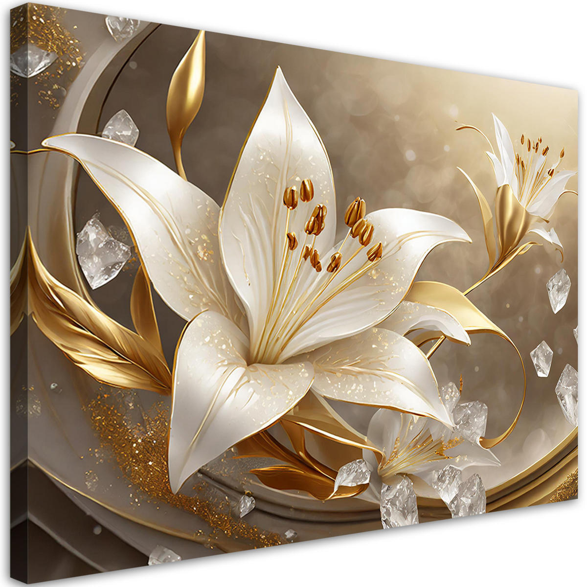 WANDBILD goldene glamour blume - Goldfarben, Textil (60/40cm) - Feeby