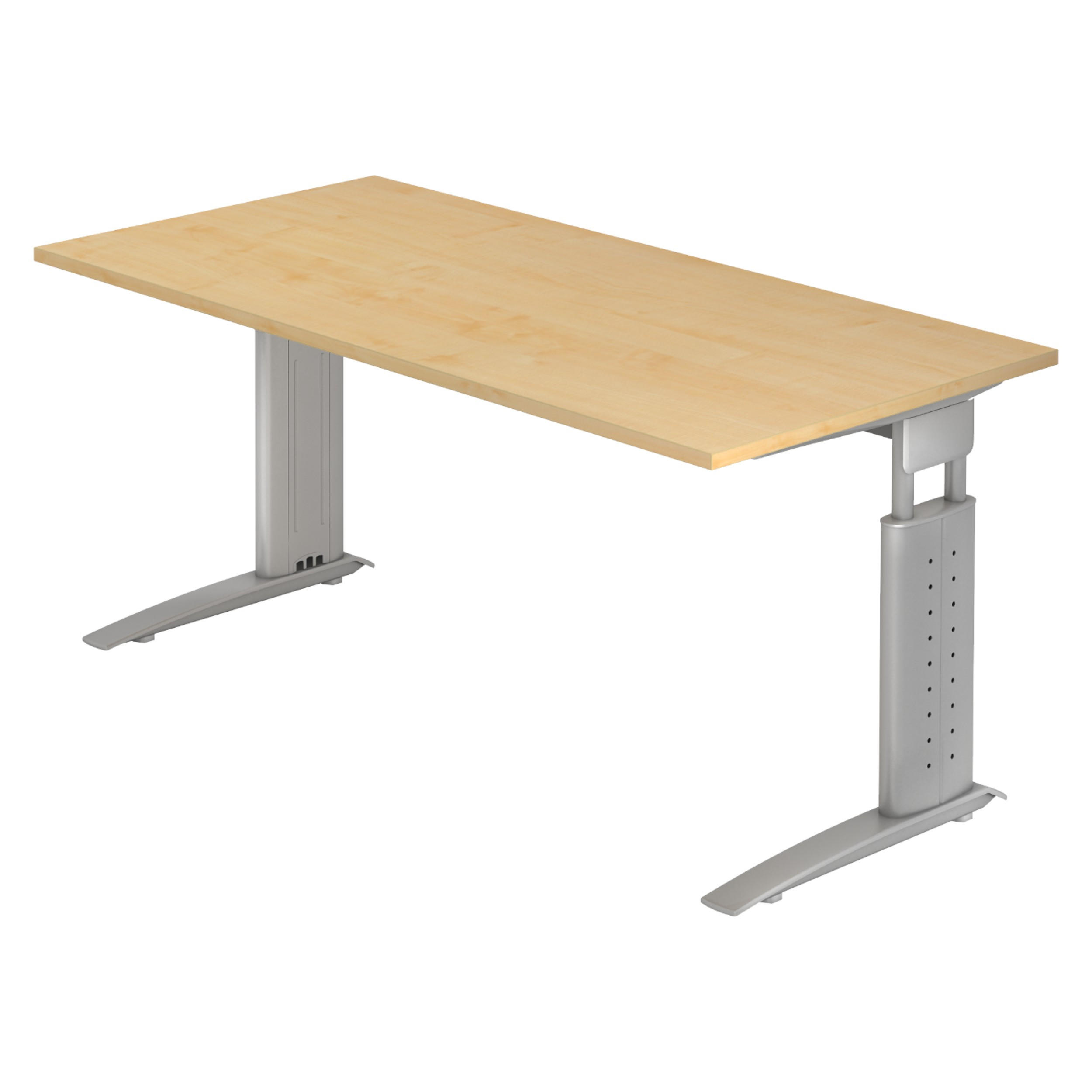 SCHREIBTISCH Serie-U 80/160/74 cm in Ahornfarben/Silberfarbengrau - Silberfarben/Ahornfarben, Holzwerkstoff (80/160/74cm) - bümö