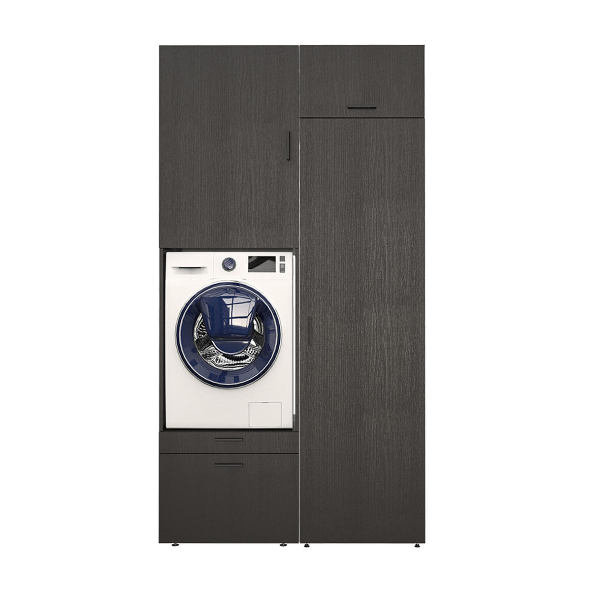 WASCHMASCHINENSCHRANK Serie 2 127cm Breit, 240cm Hoch - Schwarz, Holzwerkstoff (127/240/67cm)