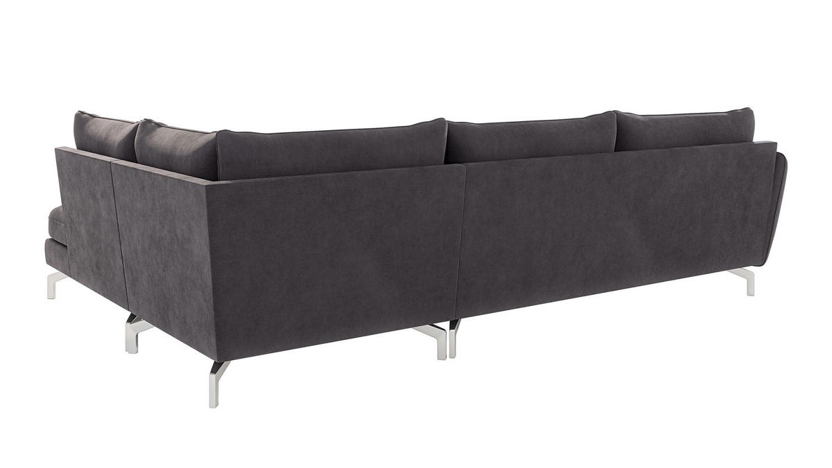 ECKSOFA Elou Graphit Microfaser - Chromfarben/Graphitfarben, Holz/Textil (277/200cm) - S-Style Möbel